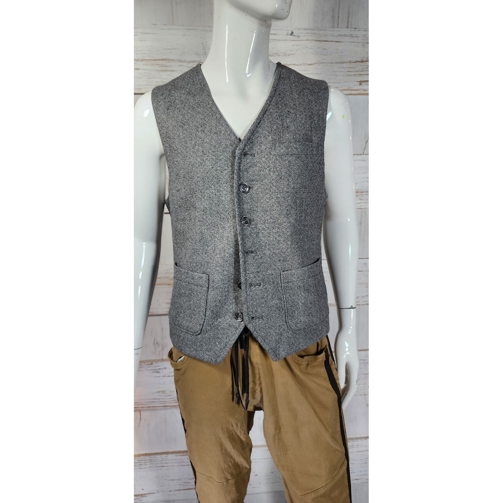 Joseph Abboud Mens Large @99 Suit Vest Waist Length Button-Up V Neck Gray